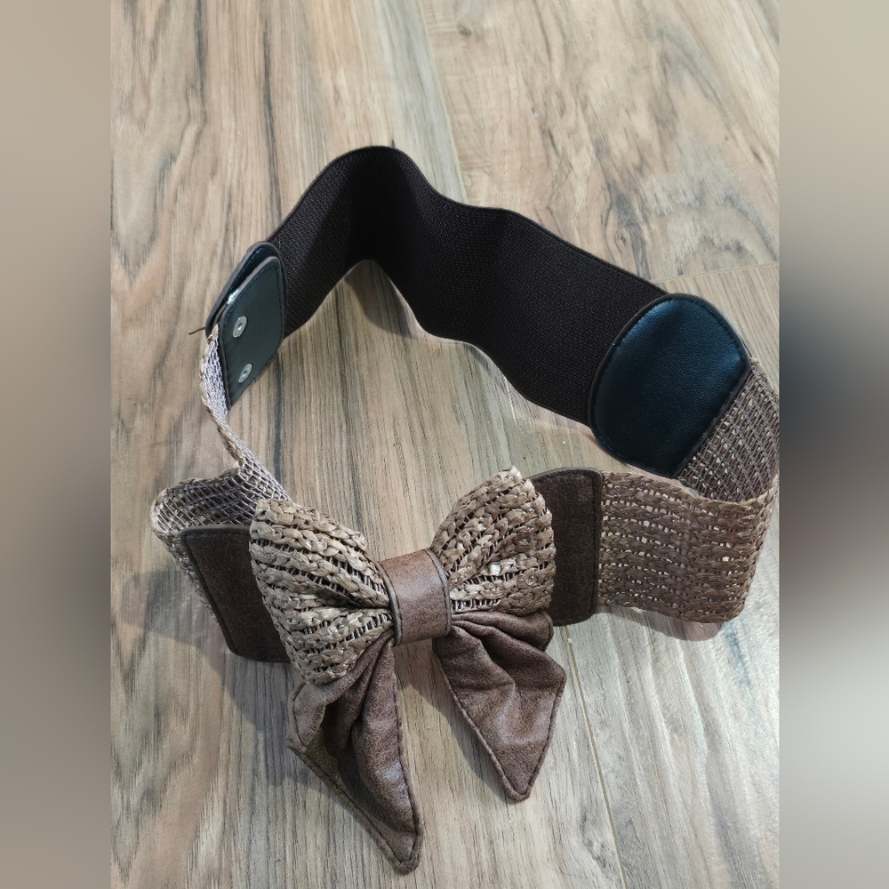 Brown Woven Bow Belt